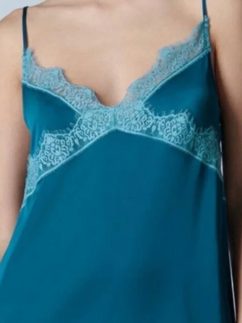 Simone Perele Blue Satin Slip Dress in size XS - Picture 2 of 3